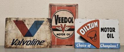 (3) Aluminum Wall Signs For "Man Cave" or Garage- 12"x8"