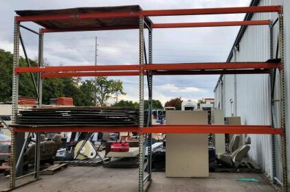 Industrial Warehouse Shelving W/ Metal Frame And Wooden Shelves[