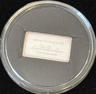 Angela M Buchanan 1000MG .999 Pure Silver 37th US Treasurers