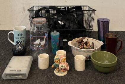 Basket Attachment for Bicycle, Glass Jar, Imation Super Disk Drive, & More