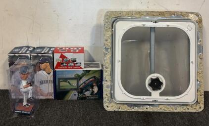 (3) Marco Gonzalez Bobbleheads, TFT LCD Color Car Monitor, Car Rear View Camera, & Ventline RV Roof Vent