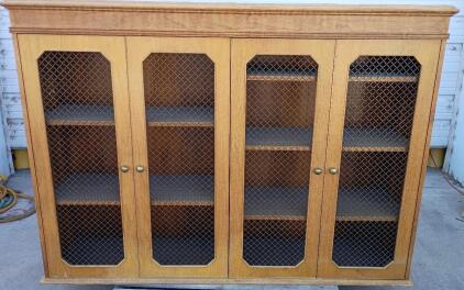 Wooden Cabinet With Wire Mesh Doors 64"X47"X15"