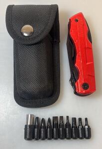 Plier Folding Pocket Knife Multitools with Durable Stainless Steel W/ Sheath And Bit Set