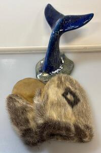 Vintage Saza Real Fur Small Gloves Including 1981 Doug Wylie Dolphin Tail Sculpture