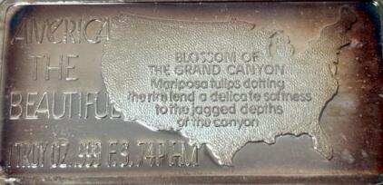 &ldquo;America The Beautiful&rdquo; Troy 1oz .999 Silver Big Sur. Blossom Of The Grand Canyon Bar