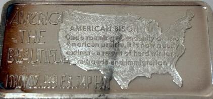 &ldquo;America The Beautiful&rdquo; Troy 1oz .999 Silver Big Sur. American Bison Bar