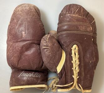 1950s Pair Of Vintage Franklin Boxing Gloves &ldquo;Full Grain Wine Sheepskin&rdquo;