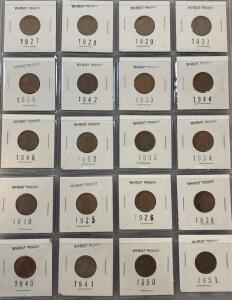 (20) Wheat One Cent Pennies 1927-1954