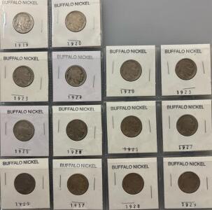 (14) Buffalo Nickels 1919-1937
