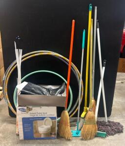 (4) Brooms, (5) Hola Hoops, Welding Sticks, And More