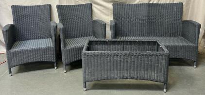 Wicker Patio Seats & Table Set (No Glass Top)