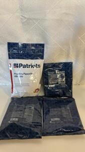 4 Patriots MRE&rsquo;S (1) Franks Favorite Alfredo (1) Dinner Bell Broccoli Bake (1) Americas Finest Mac & Cheese (1) Long Grain White Rice