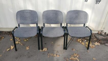 (3) Gray Office Chairs 21.5"x19"x31"