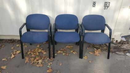 (3) Blue Office Chairs 23"x23"x31"