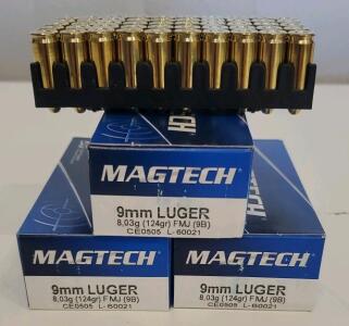 (3) MAGTECH 9mm Luger 124grain FMJ