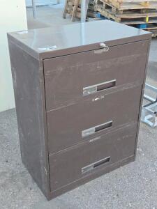 Large 3-Drawer Locking File Cabinet w/ Key - 39&frac12;"H x 30"W x 18"D
