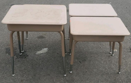 (4) School Desks With Folding Tops