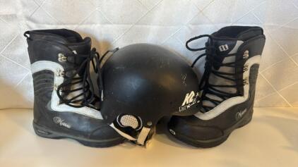 Women&rsquo;s Size 9 Marrow Snow Board Boots & K2 Size M Helmet