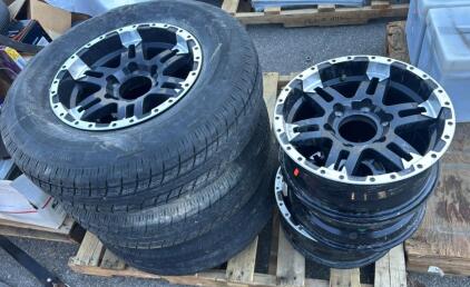 (6) 6x5.5 15&rdquo; Alloy Trailer Rims & (3) 225/75r15 Tires