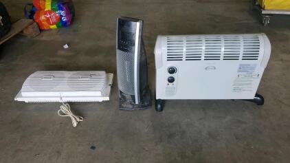 (1) Feature Comforts Space Heater,(1) Bonaire Space Heater, (1) Holmes Dual Fan