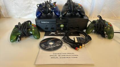 Original XBOX w/ Cords & 4 Remotes, Area-51 Game & Instruction Manual