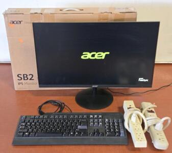 Acer SB242Y HDMI FHD 24" 100Hz Monitor , Lenovo Wired Keyboard & (2) Power Strips