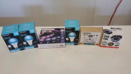 (1) Lehou Smart WiFi Led Strips (3) Merkury Smart WiFi Light Bulbs and More