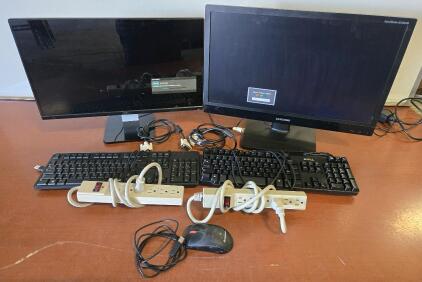 Samsung S24B240BL & Dell S2350Mc Monitors w/ DVI Cables , (2) Keyboards , (1) Mouse & (2) Power Strips