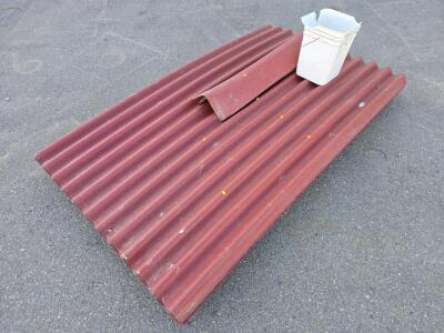 (6) Ondura Red Ridge Narrow Roof Panels , (3) Corner Panels & Bucket of Self Tapper Screws