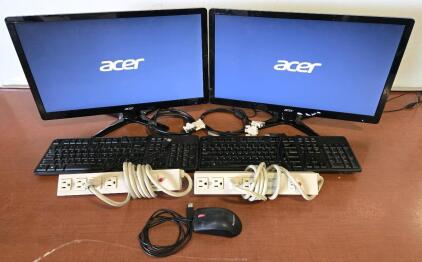(2) Acer G236HL Monitors w/ DVI Cables , (2) Keyboards , (1) Mouse & (2) Power Strips