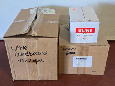 (2) Boxes of Assorted Envelopes & Box of Uline S-209 Enclosed Invoices