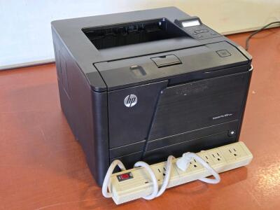 HP LaserJet Pro 400 M401n Printer w/ Power Supply & Power Strip