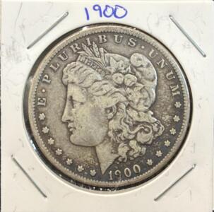 1900 Morgan Silver Dollar Coin, Philadelphia Mint, 90% Silver