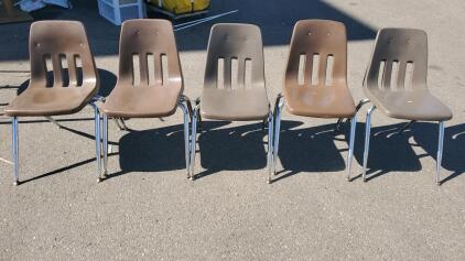 (5) Brown School Chairs