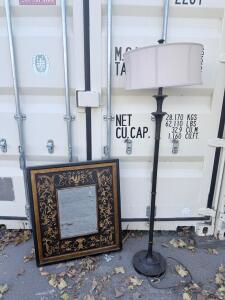 (1) Framed Mirror 33.5&rdquo;x29&rdquo; & (1) Floor Lamp