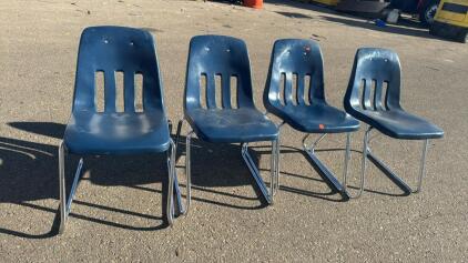 (4) Small Blue Stackable School Chairs