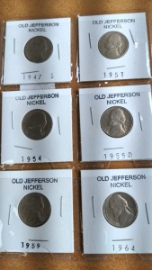 (6) "Old Jefferson" Nickels