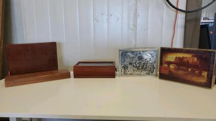 (3) Wooden Boxes And (2) Metal Vintage Tins