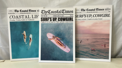 (3) 16&rdquo;x24&rdquo; Coastal Cowgirl Canvas Wall Art (1) 16&rdquo;x20&rdquo; &ldquo;Tranquil Shores&rdquo; By Charles H. Pabst Print