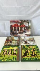 (1) 20&rdquo;x16&rdquo; Canvas Print Wall Art (4) 12&rdquo;x12&rdquo; Canvas Print Wall Art
