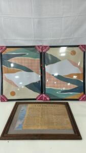 (2) 18&rdquo;x24&rdquo; Large Print Frames (1) 23&rdquo;x19&rdquo; &ldquo;I Am The Nation&rdquo; Wall Art
