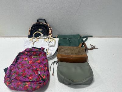 (6) Bags including Coach, Anne Klein, Urban expressions, BCBGirls, LuvBetsey, and Betsey Johnson