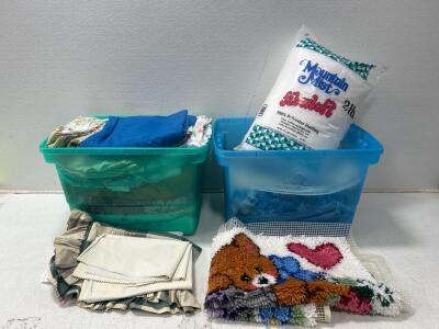 (1) Tote of assorted Fabric (1) Tote of Carpets