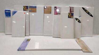 (1) 12" X 36" Artist's Loft Back-Stapled Traditional Canvas (1) Winsor And Newton Artist Canvas 12" x 24" (3) 18" X 24" Quality Art Professional Canvas And More
