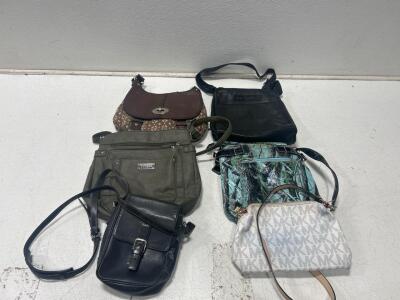 (6) Purses including Michael Kors, Coach, Multi Sac, Fossil, and Ritz Enterprises.