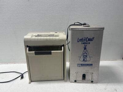 (1) Fellowes Paper Shredder (1) Little Cheif Smoker