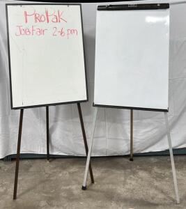 (1) Optivox Flip Chart Easel (1) White Board Easel