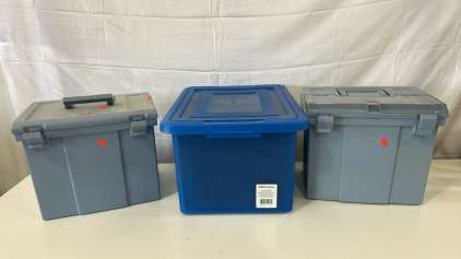 (3) Rubbermaid Portable File Box (1) Office Depot File Storage Container
