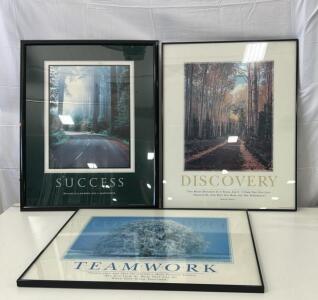 (3) Inspirational Quote Print Wall Art Including Discover, Teamwork And Success