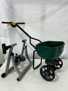 (1) Expert Gardener Seed Spreader (1) Stationary Bike Stand